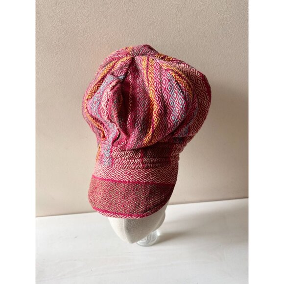 THE FAIRIES PAJAMAS Red Nepalese Cotton Woven Oversized Newsboy Hat, Size S/M - Picture 9 of 10